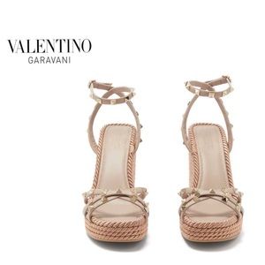 ❌ SOLD ❌ Valentino Rockstud Leather Wedge Sandals